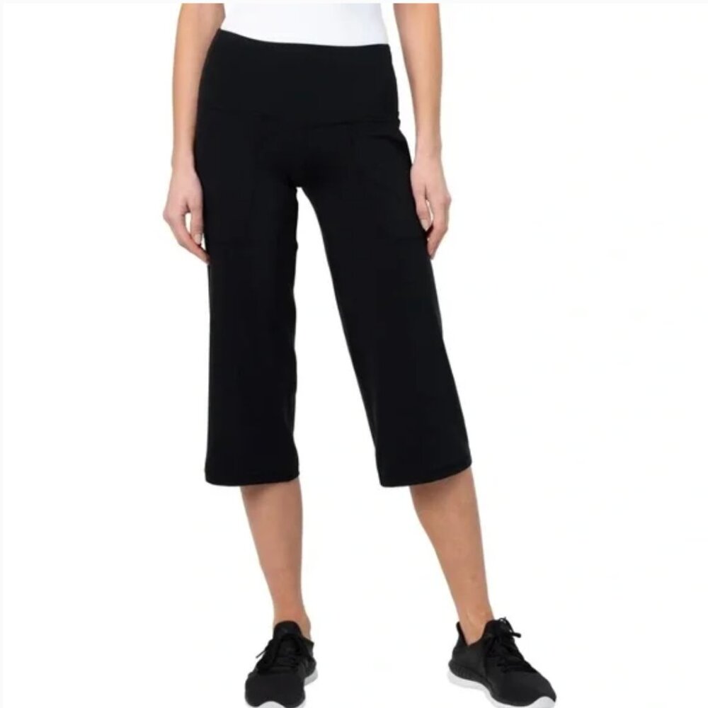 NWT Tuff Athletics Ladies' Vida Capri, Pull-On, Wide Leg Hem, Black, Small